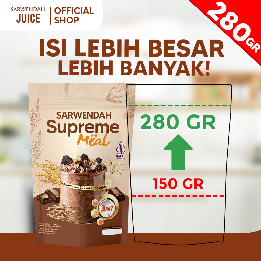 

Sarwendah Juice (Supreme Meal 280 gr) Meal Pengganti Sarapan Vanila / Cokelat 1 Pouch 280gr