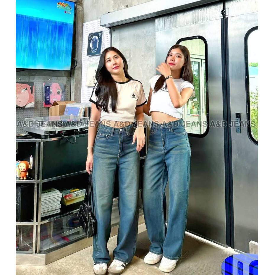 Celana Jeans Wanita Loose Highwaist Celana Jeans Pinggang Tinggi Korean style Celana Kulot Wanita