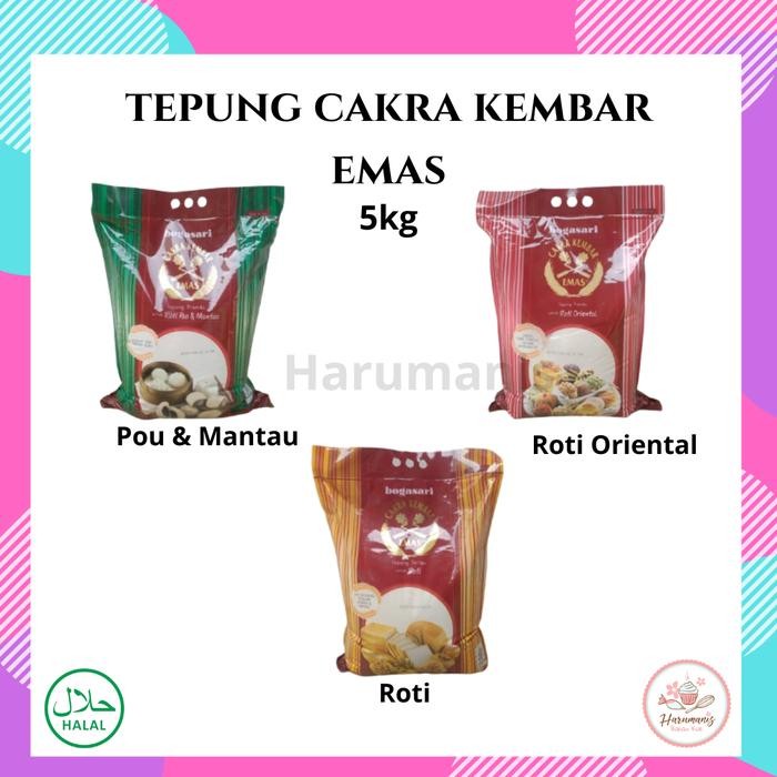 

Tepung Cakra Kembar Emas Roti Oriental / Bapao Pao Mantao / Roti 5kg - CKE Roti