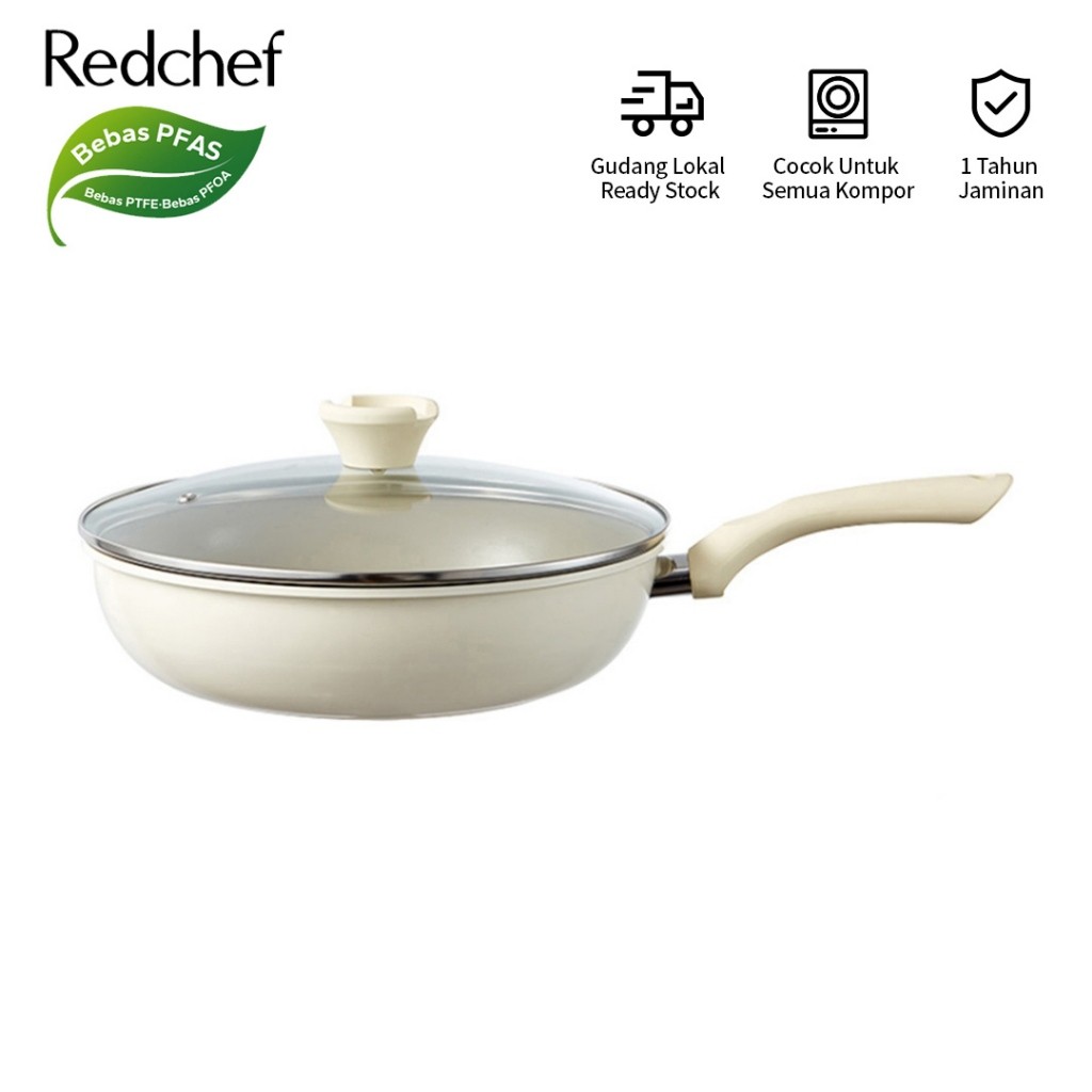 

Redchef Wajan Penggorengan Keramik Anti Lengket 28cm dengan tutup Bebas PFAS & PTFE & PFOA Cocok untuk Semua Kompor