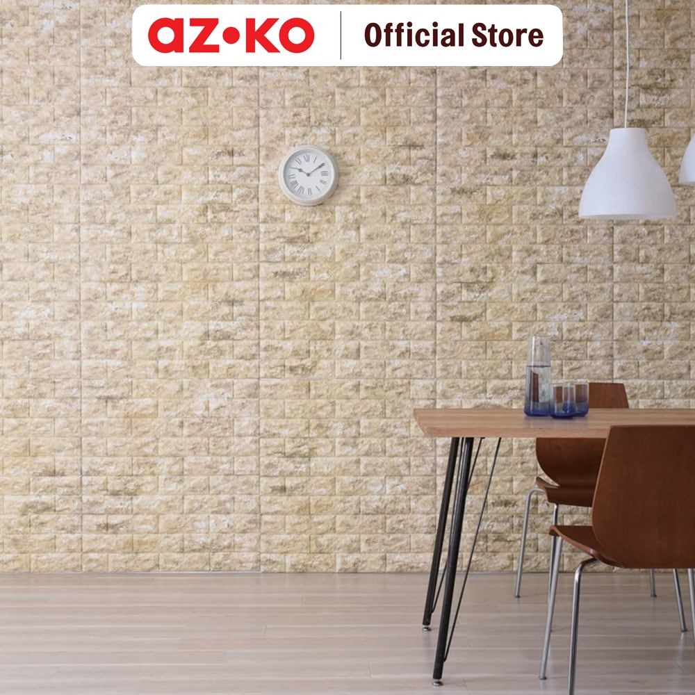 AZKO Arthome Wallpaper 3d Motif Bata 70x77 cm - Cokelat Wall Decoration Wallpaper Tembok Dekorasi Ru