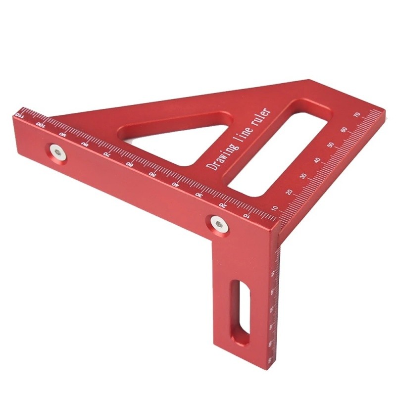 

3D Multi Angle Aluminum Red Measuring Ruler 45/90 degree Woodworking Square Protractor Drawing Line Miter Triangle Layout Tool