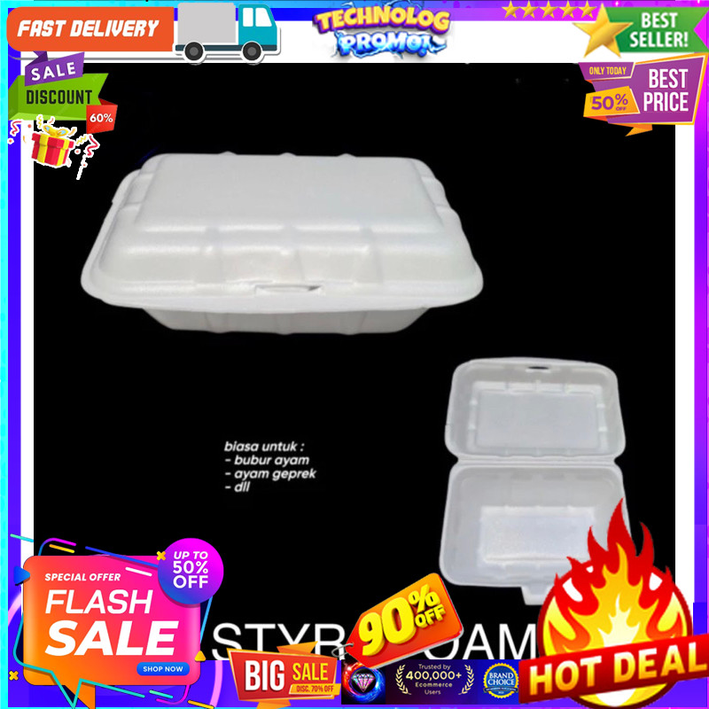 

OBRAL MURAH Kotak Nasi Mie +Bonus GRATIS! Jualan Styrofoam Foam Sterofoam Makanan 13x18x6 TEBAL