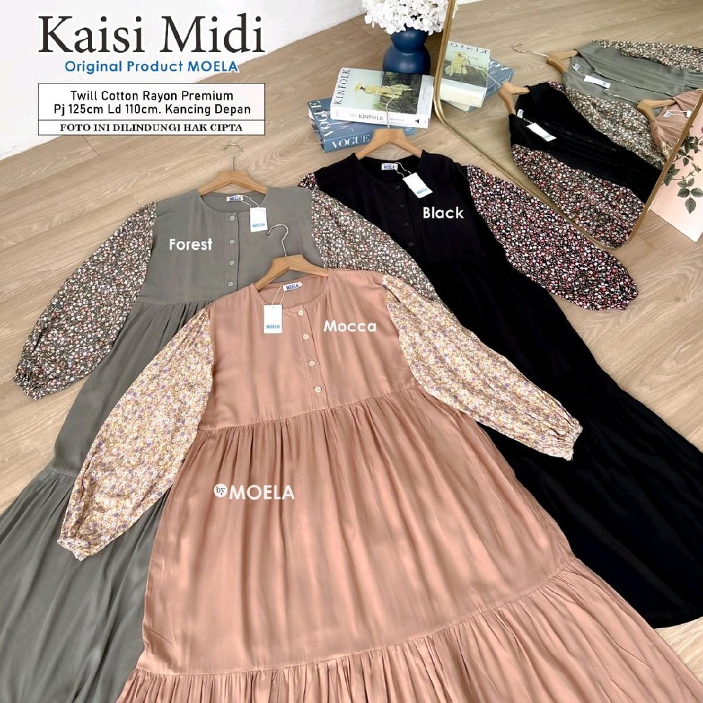 KAISI MIDI BAHAN KATUN TWILL RAYON PREMIUM ORI BY MOELA
