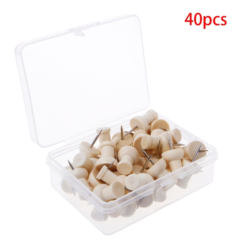 

40 Pcs Wooden Thumbtack for Creative Decorative Drawing Push Pins for Head Drop Shipping