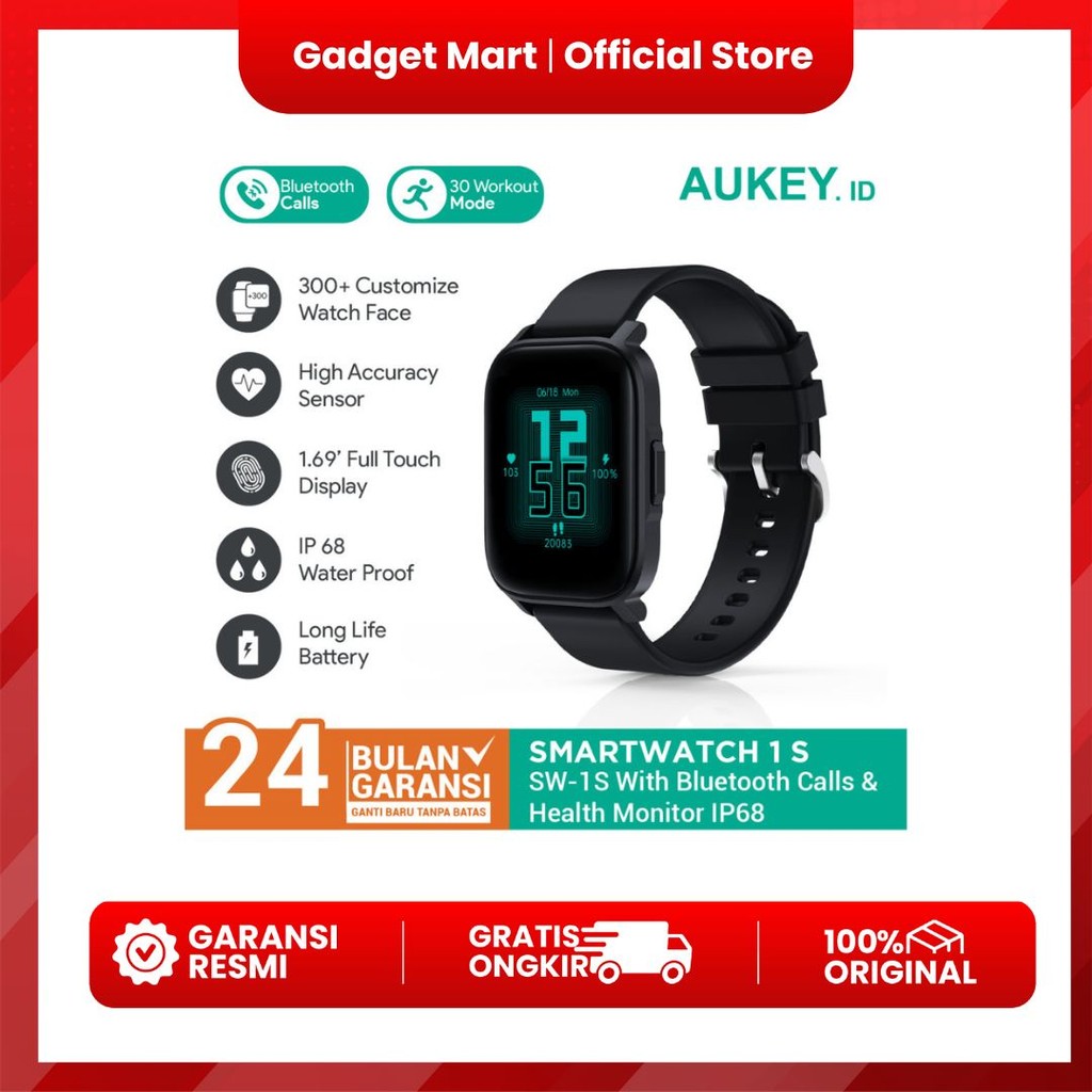 Smartwatch Aukey SW-1S With Bluetooth Calls & Health Monitor IP68