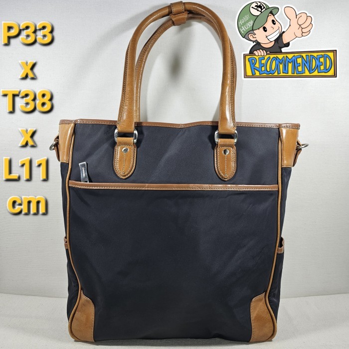 Visaruno original 2way shoulder tote bag unisex kanvas nylon mix genuine leather tas selempang bisa 