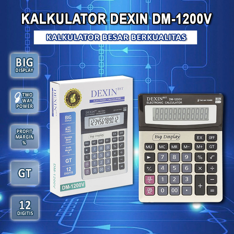 

Kalkulator Akuntansi 12 Digit Kalkulator Dagang Jumbo / Kalkulator DM-1200V Plus Tenaga Surya