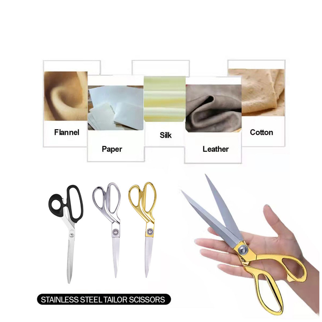 

Profesional Gunting Jahit Tajam Potong Bahan Kain Konveksi Garmen Tailor Scissors Emas Hitam 8/10/10.5Inch