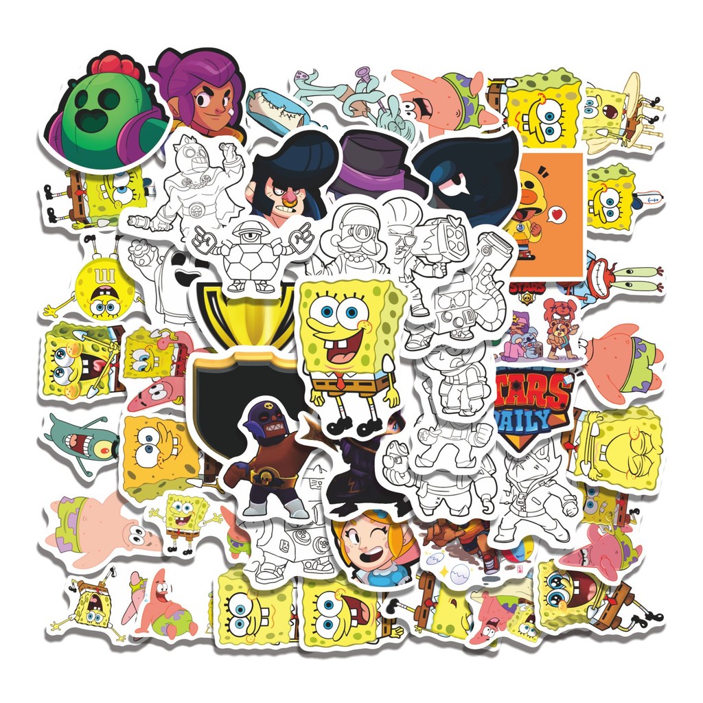 

COD 50 Pcs Stiker BS SPONGEBOB V1 Lucu Anti Air Untuk Dekorasi Notebook Sepeda Skateboard Handphone DIY