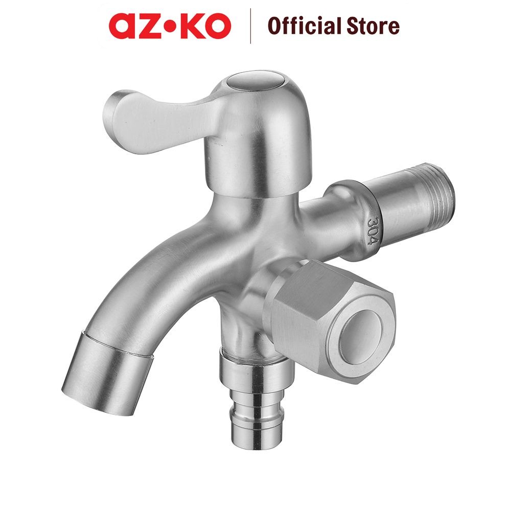 AZKO Fosa Keran Air 2 Arah Stainless Steel - Silver Satin Kitchen Sink Faucet Peralatan Plumbing Kra