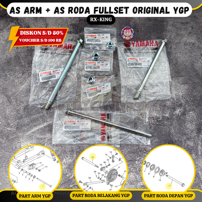 As Roda Plus Swing Arm Plus Mur FULL SET Original YAMAHA Motor RX KING RXK RXS RXZ Kode 3AY-F2141-01