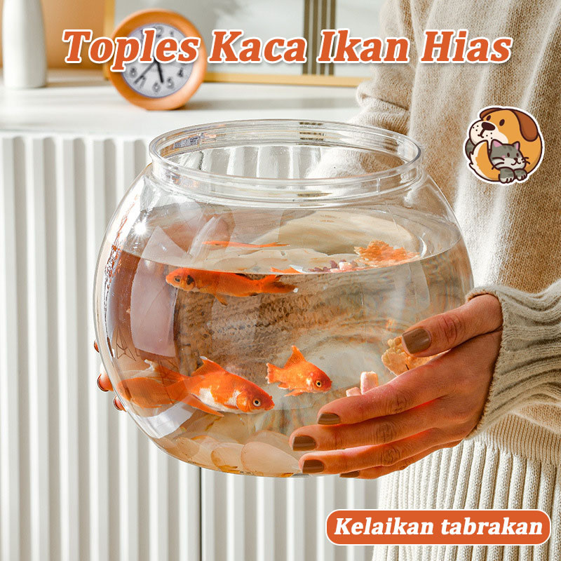 Toples Plastic Ikan Hias Aquarium Bulat Aquarium Tank Cupang Ikan Hias Kecil Estetik Pet Fish Bowl