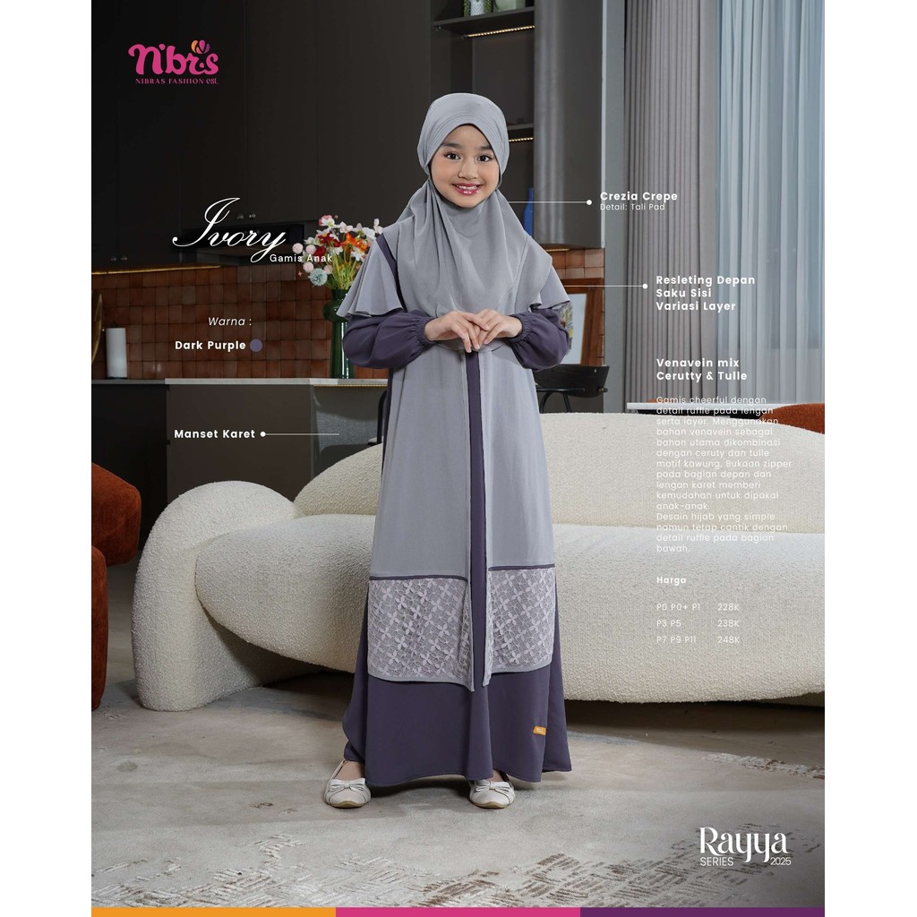 NIBRAS - Ivory Gamis Anak Perempuan by Nibras