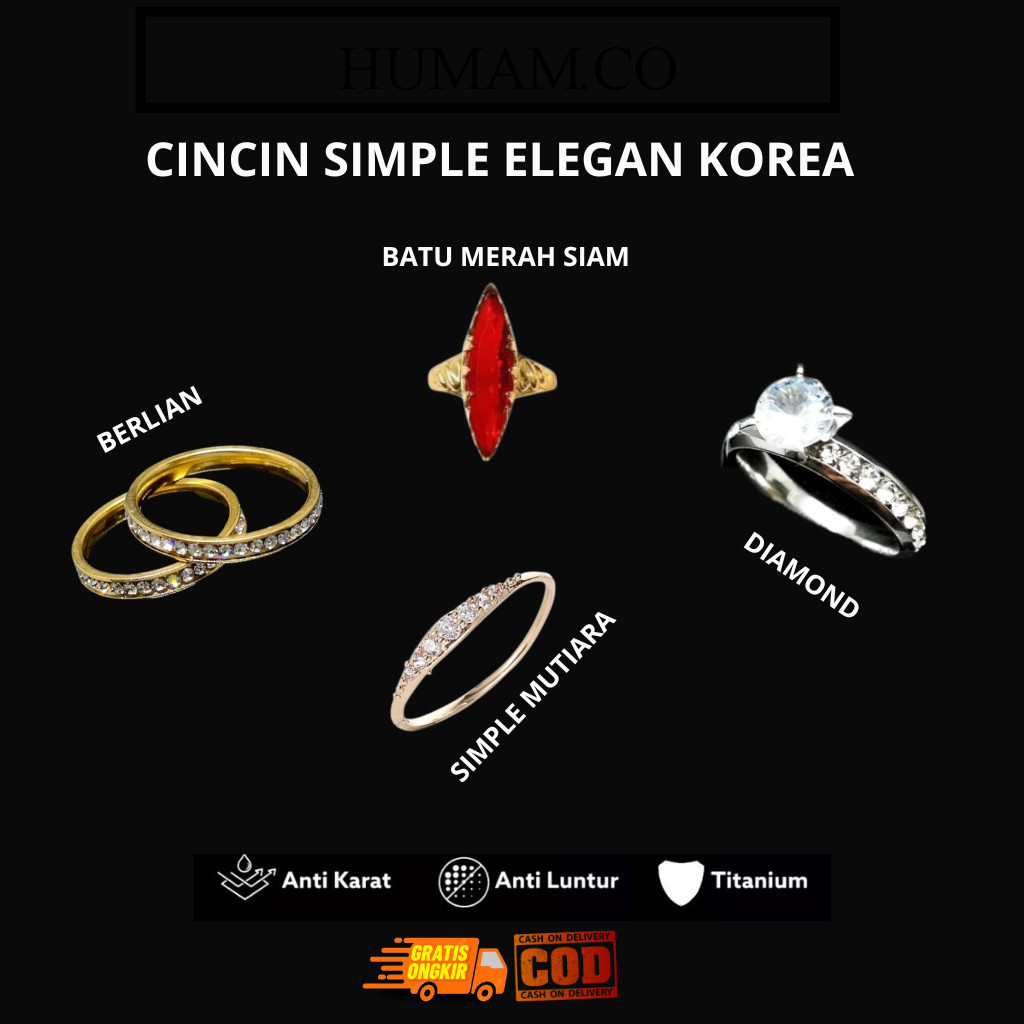 Cincin Titanium Wanita Batu Berlian American Diamond  - Simple Sterling Silver Hias untuk Wanita