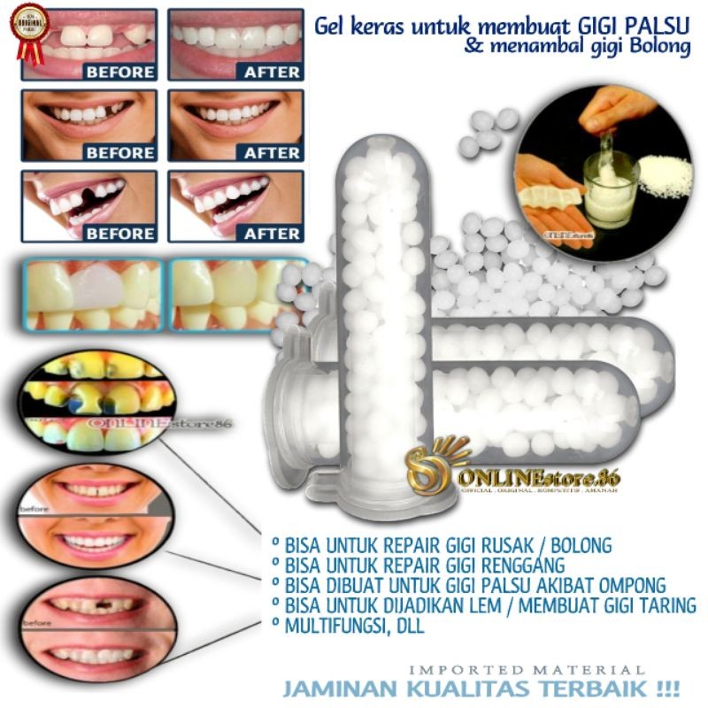 [ ORIGINAL 100% ] GIGI PALSU TEMPTOOTH TEMPORARY TOOTH Diy Repair Kit Lem Tambalan Gigi Rusak Lem Ge