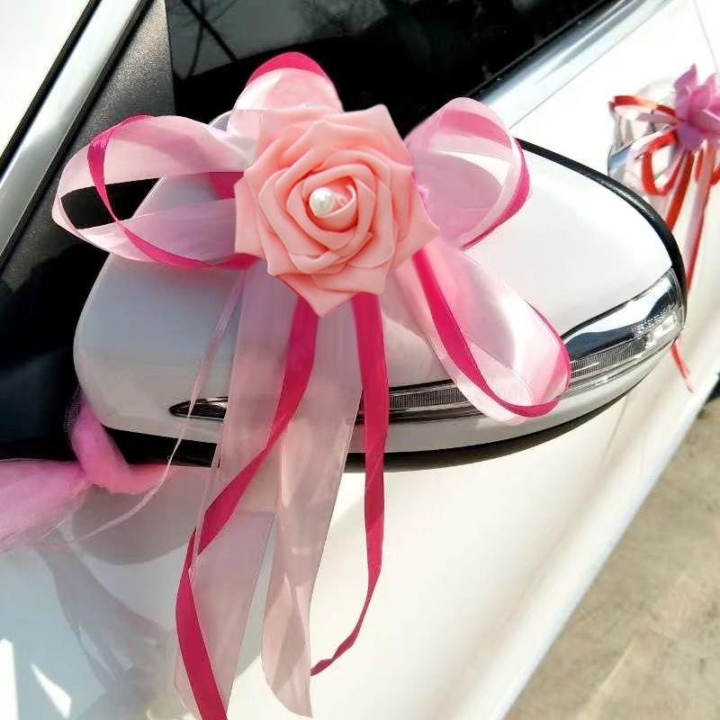 

Gratong Bunga Mobil Pengantin Spion Pintu Handles Pita Handle Artificial Flower Wedding Car Decor