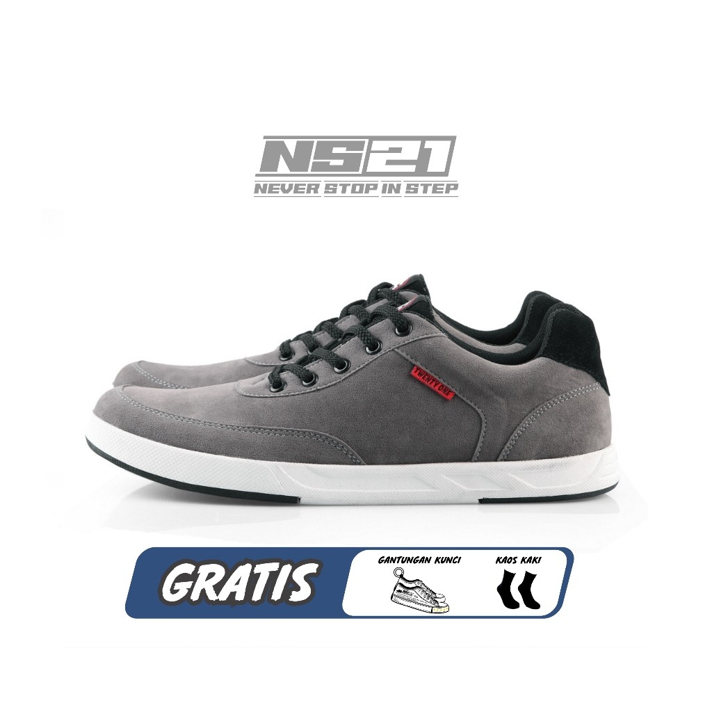 Sepatu Pria Abu Kombinasi Hitam NS Twenty One /Fashion 2025