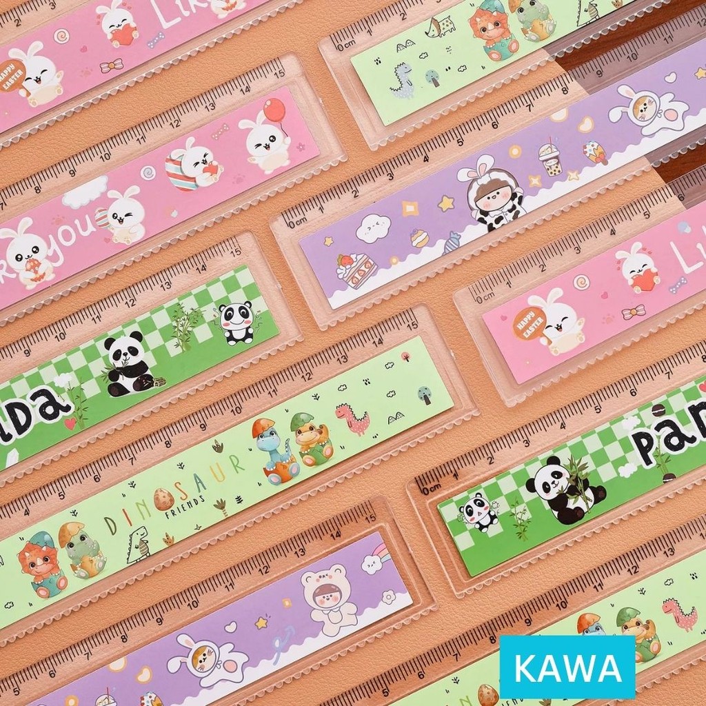 

KAWA Penggaris 15 cm Garisan Karakter Kartun Dikirim Random Bahan Plastik Gerigi Gelombang Ruler Lurus Alat Tulis