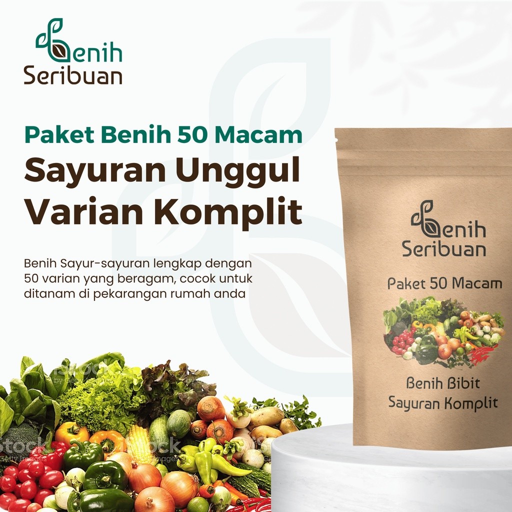 Benih Seribuan - Paket Komplit 50 Macam Benih Sayur Sayuran Unggul