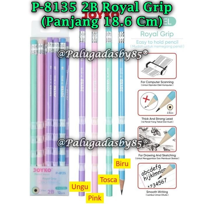 

(1 Pak/12) GROSIR Pensil JOYKO P-8135 Royal Grip / Pencil Pensil Joyko P-8135 2B (Pak/12)