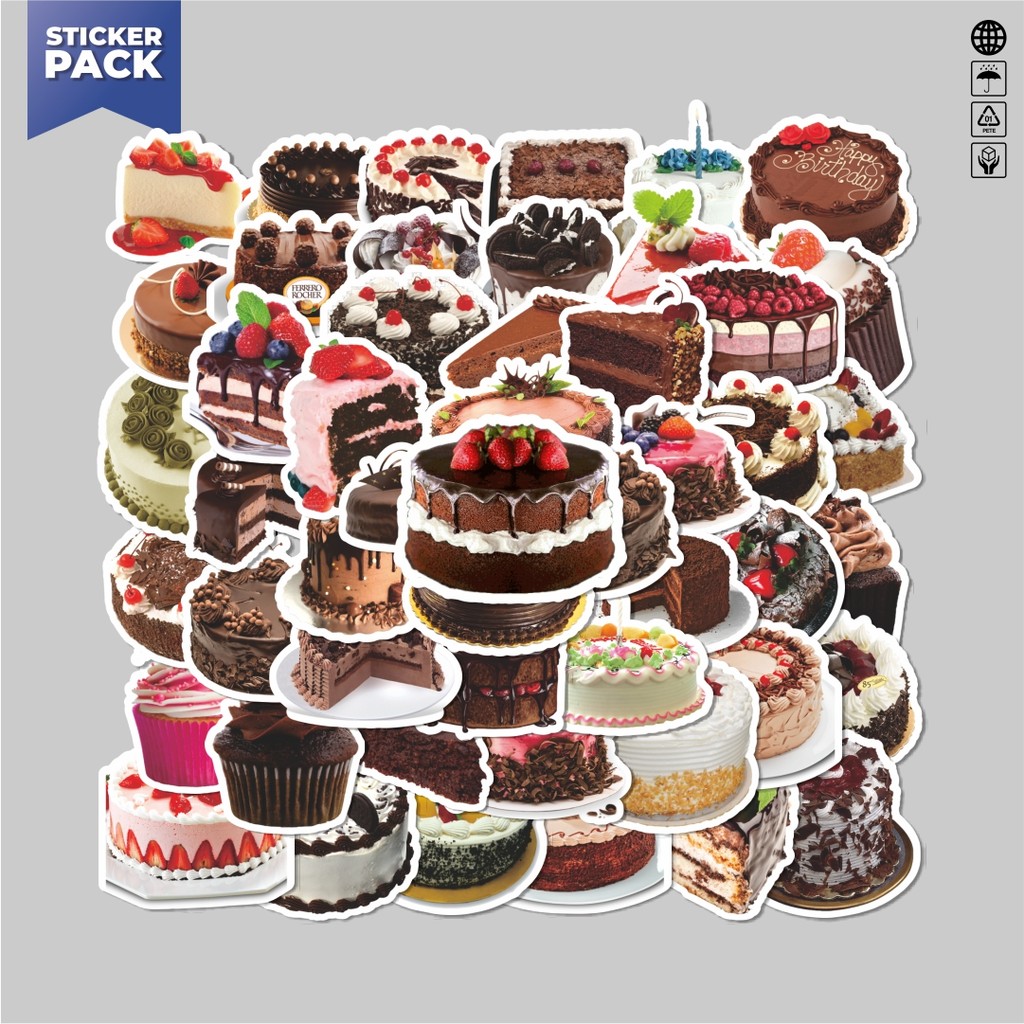 

[100PCS]Stiker Pack Stiker Aesthetic Random Cake Birthday [Kue Ulan Tahun] Aesthetic Vinyl Anti Air Dekorasi Sticker Laptop Buku Journal Koper Helm Casing HP Gitar Helm Skateboard