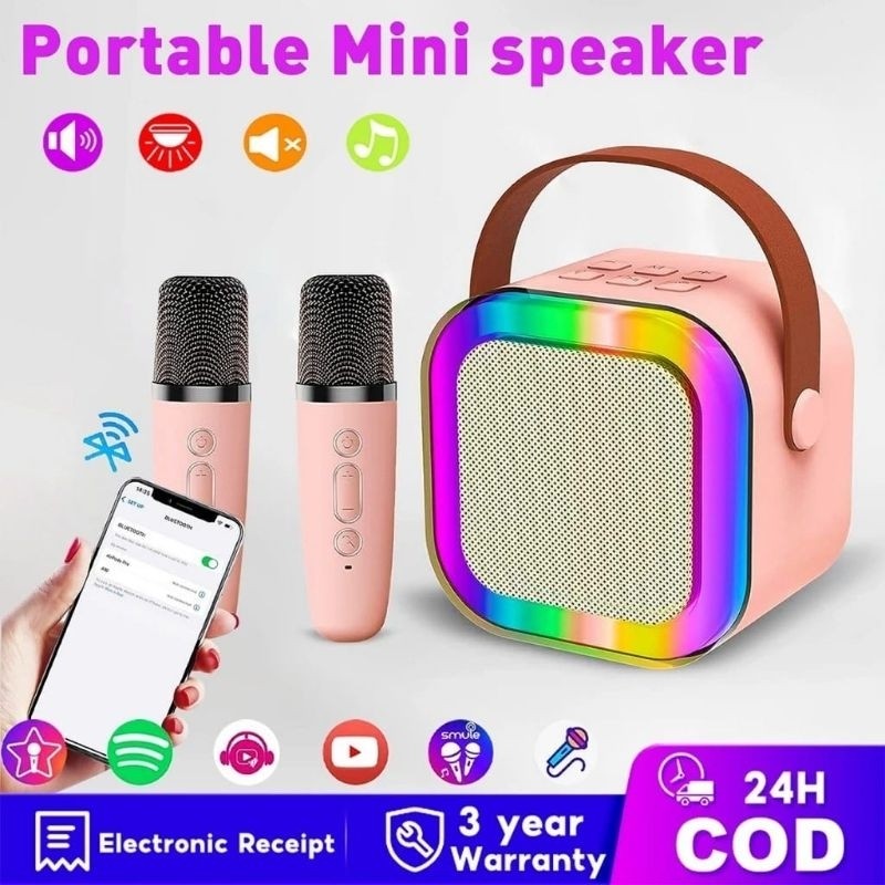 Speaker Bluetooth Karaoke With Mic Wireless Music Box Portable Speaker Aktif Mini MP3 Player Bass