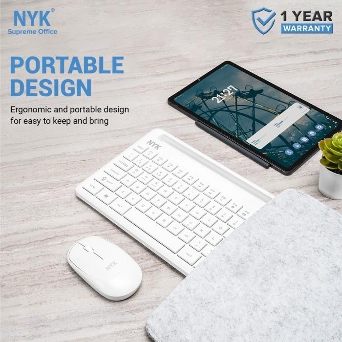 Keyboard Mouse Dual Mode NYK K50 Wireless Bluetooth Stand Holder K-50 - White