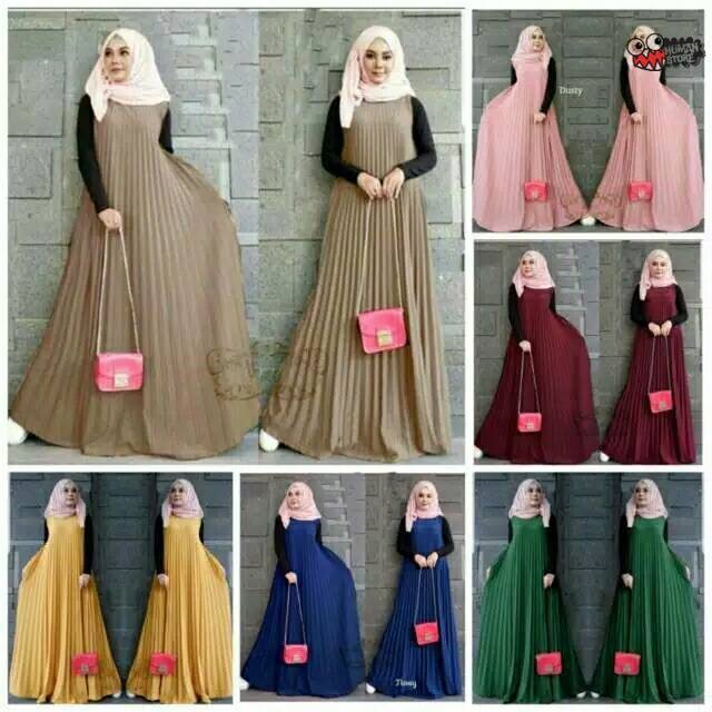 PROMO XTRA Dress plisket tanpa lengan/overoll plisket tanpa lengan