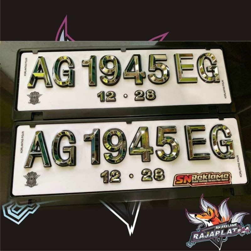 SEPASANG AKRILIK PLAT MOBIL TIMBUL CHROME PYRAMID