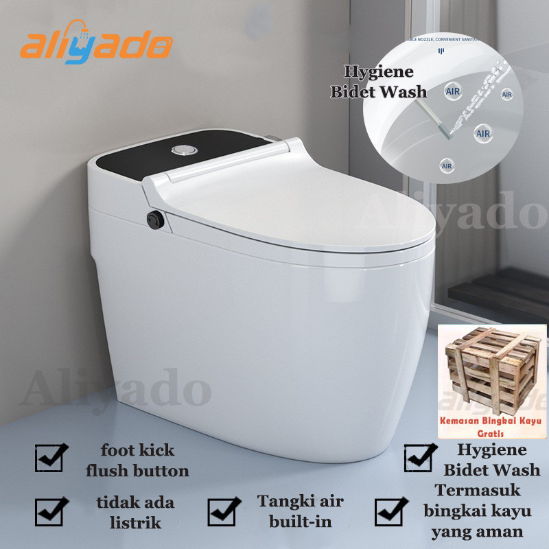 Tidak perlu listrik Aliyado Smart Toilet Kloset Duduk toilet Automatic Hygiene Bidet Wash Foot kick 