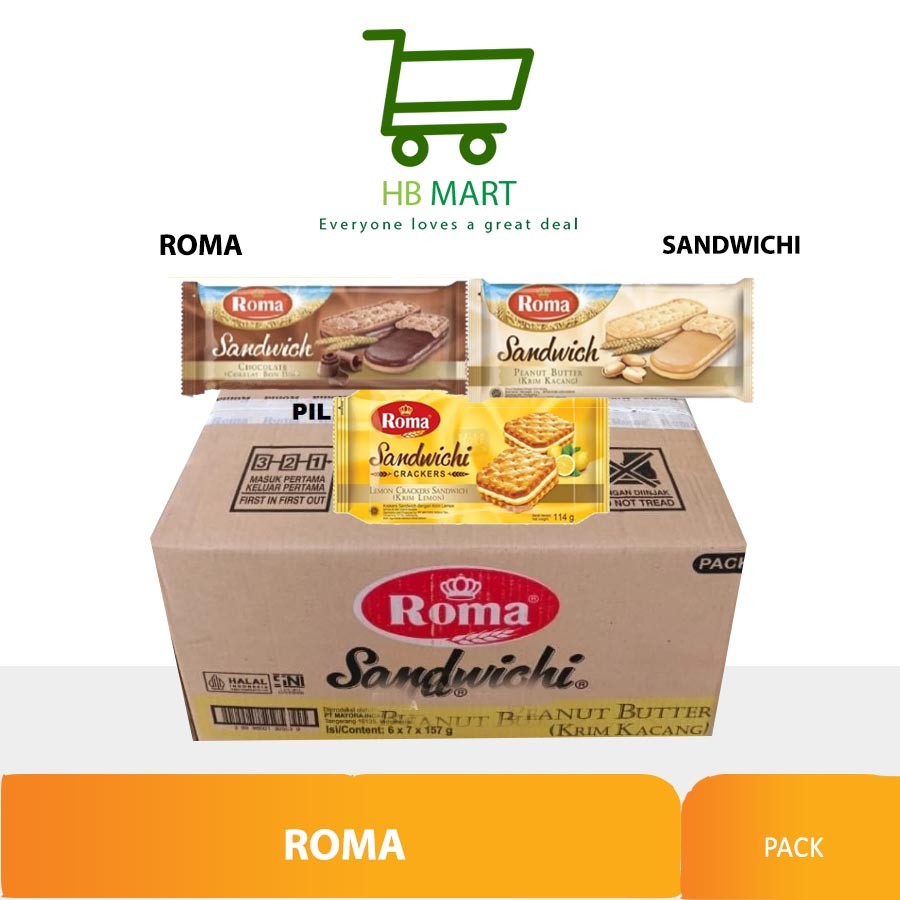 

ROMA SANDWICHI 1 DUS COKLAT / KACANG ISI 42 / Sandwich lemon - 1 KARTON