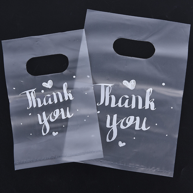 

100Pcs Mini Thank you Plastic Gift Bags Wedding Candy Bags Shopping Carrier Bags