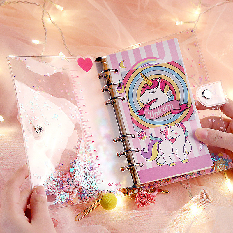 

Unicorn Merah Muda Jurnal Perjalanan Kit Kartun Buku Catatan Isi Ulang Loose-Leaf Wisatawan Buku Catatan Harian untuk Anak Perempuan Anak-anak Hadiah