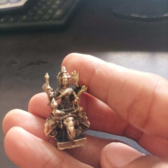 Patung Dewa Indra naik Gajah Airavata Mini logam 2