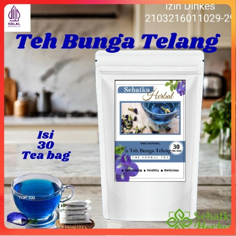 

SEHATKUHERBAL Teh Bunga Telang : Teh Butterfly pea flower isi 30 Tea bag