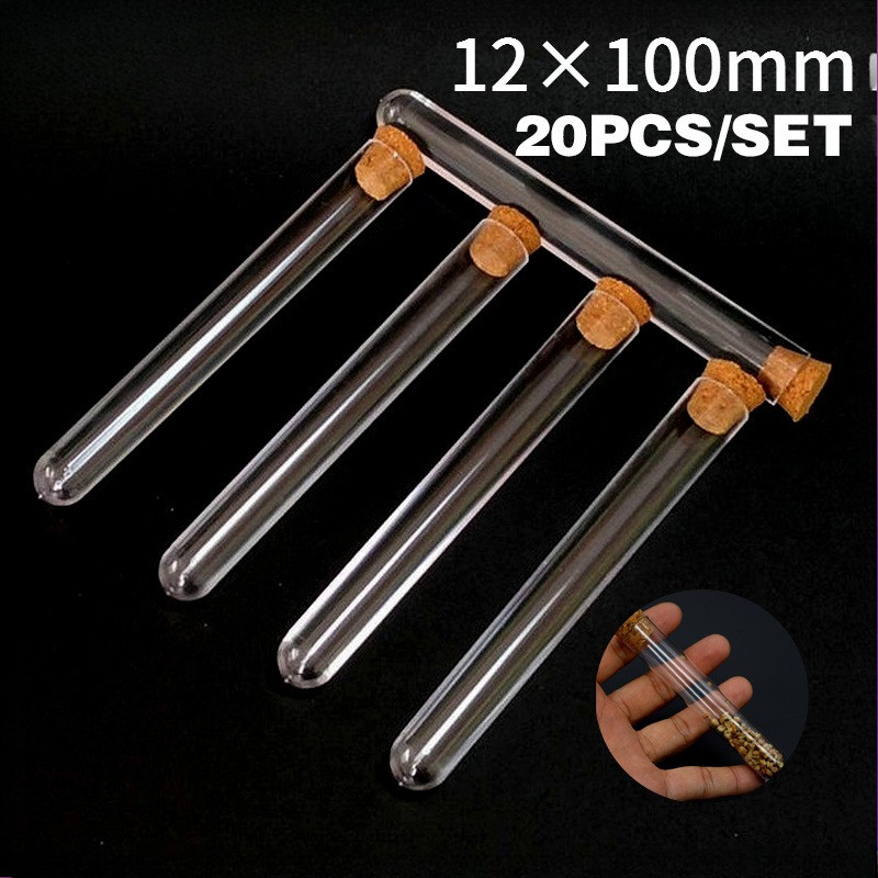 20Pcs Tabung Reaksi Plastik Tutup Kayu Gabus / Test Tube Souvenir