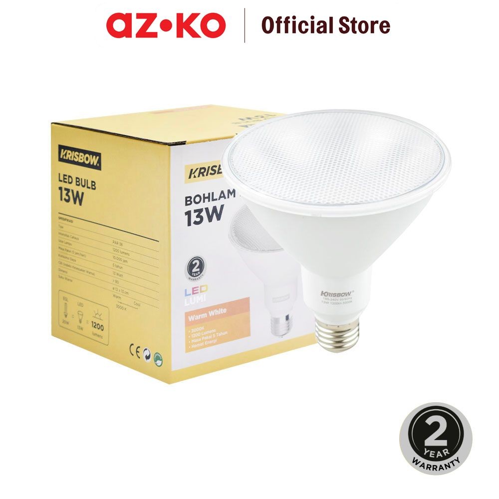 AZKO Krisbow Lumi Bohlam Led Par 38d 13 watt - Warm White Bulb Lampu Indoor Outdoor Light Led Light 
