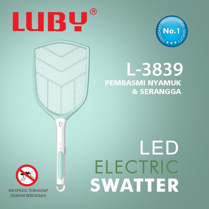 RAKET NYAMUK LUBY L-3839 1800 MAH | Raket Listrik Nyamuk LUBY L3839 2500V lAMPU LED