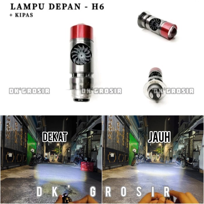 IBRIGHT Lampu Depan H6 Kipas LED Lampu Utama tipe Laser Jauh Dekat - PUTIH-PUTIH