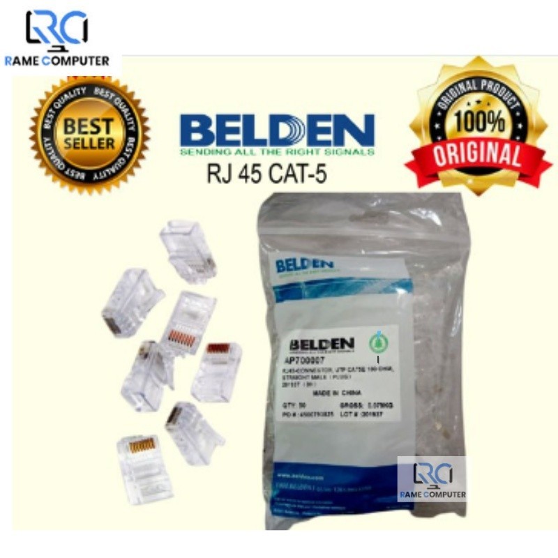 Belden Konektor RJ45 Cat5e isi 50pcs Original Konektor BELDEN Belden Konektor RJ45 Cat 5 Cat 5e Cat5