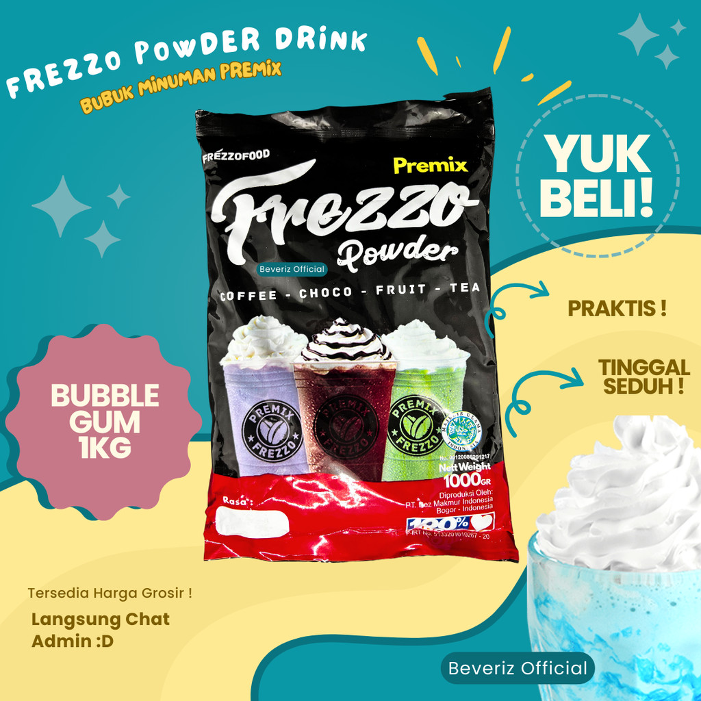 

BEVERIZ Frezzo Bubuk Minuman Rasa Permen Karet | Boba Powder Drink Bubble Gum 1 Kg / 1000gram { Bisa COD} {Tersedia Harga Grosir}