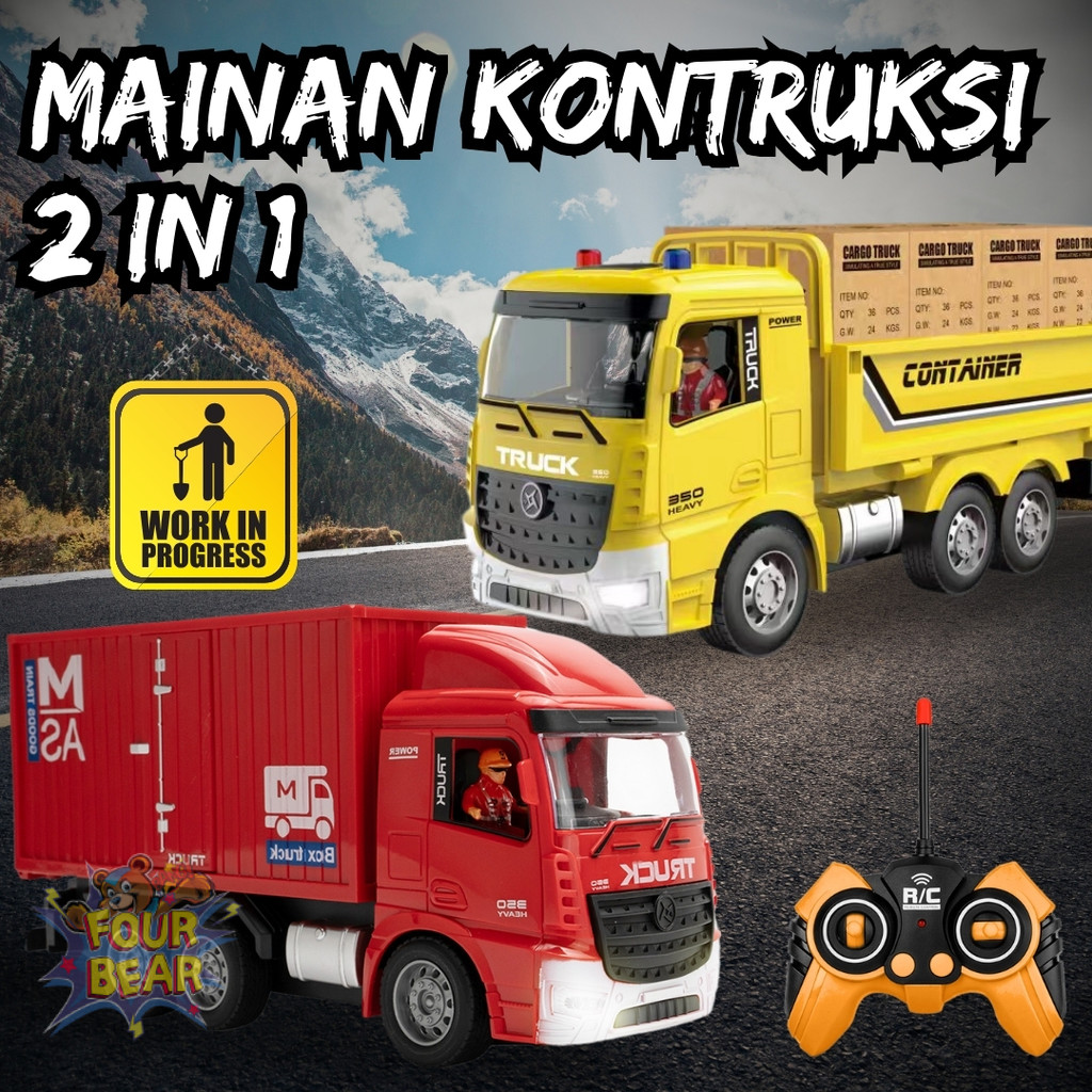 Mobil Remote Control Truck Kontainer Fuso Hino 6 CH RC Mainan Variasi Lampu Bonus Kabel USB Murah