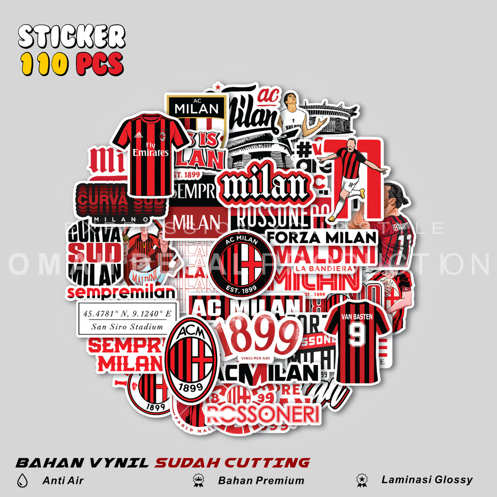 STICKER PACK AC MILAN WATERPROOF STIKER AESTHETIC BOLA UNTUK LAPTOP CASE HP HELM STICKER CASE