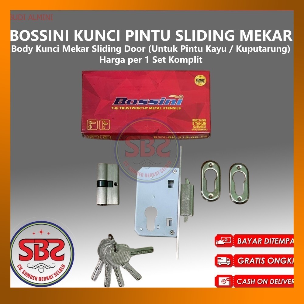 BOSSINI KUNCI MEKAR - KUNCI PINTU SLIDING KAYU - KUNCI SLIDING DOOR KAYU MODEL MEKAR