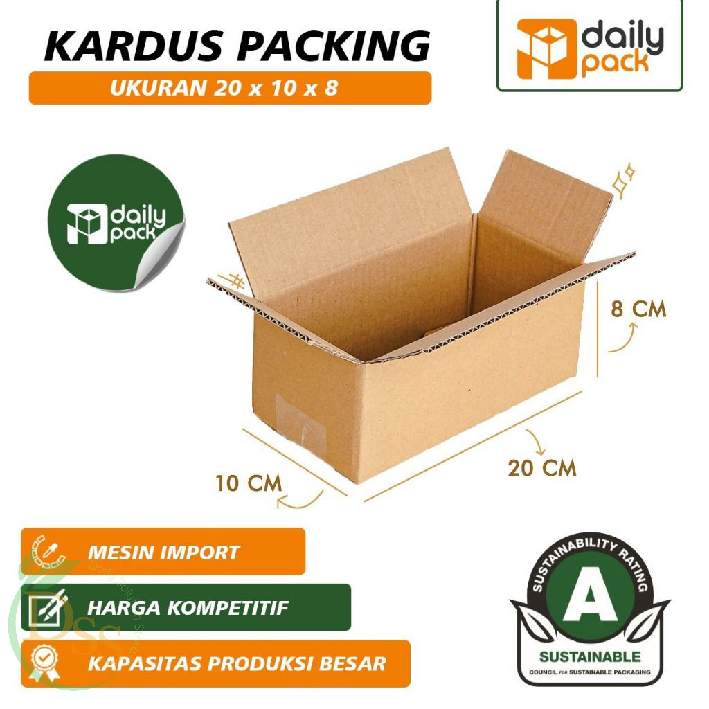 

Kardus Dus Packing Polos Box Ukuran 20x10x8 original 100%