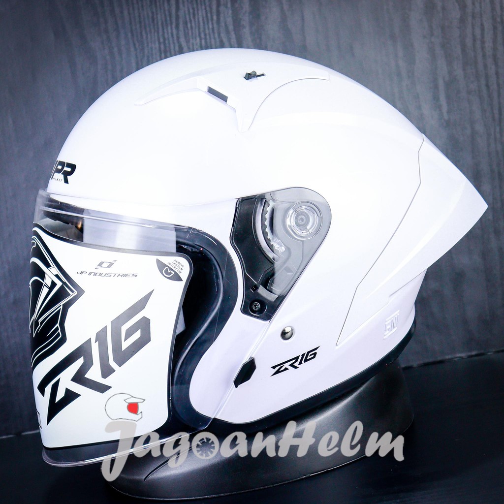 JPR HELM ZR16 SOLID | PEARL WHITE BLACK | JPX ZR-16 SINGLE