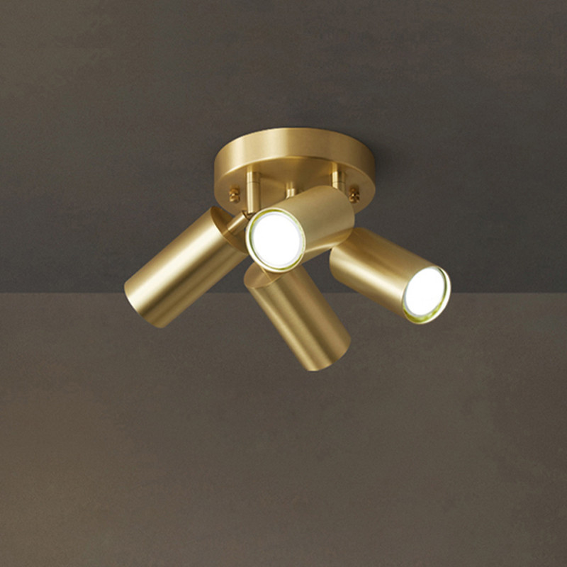 Fumi  Modern Industrial  Semi Flush Mount Ceiling Light,  Gold Classic Retro Ceiling Light Fixture f