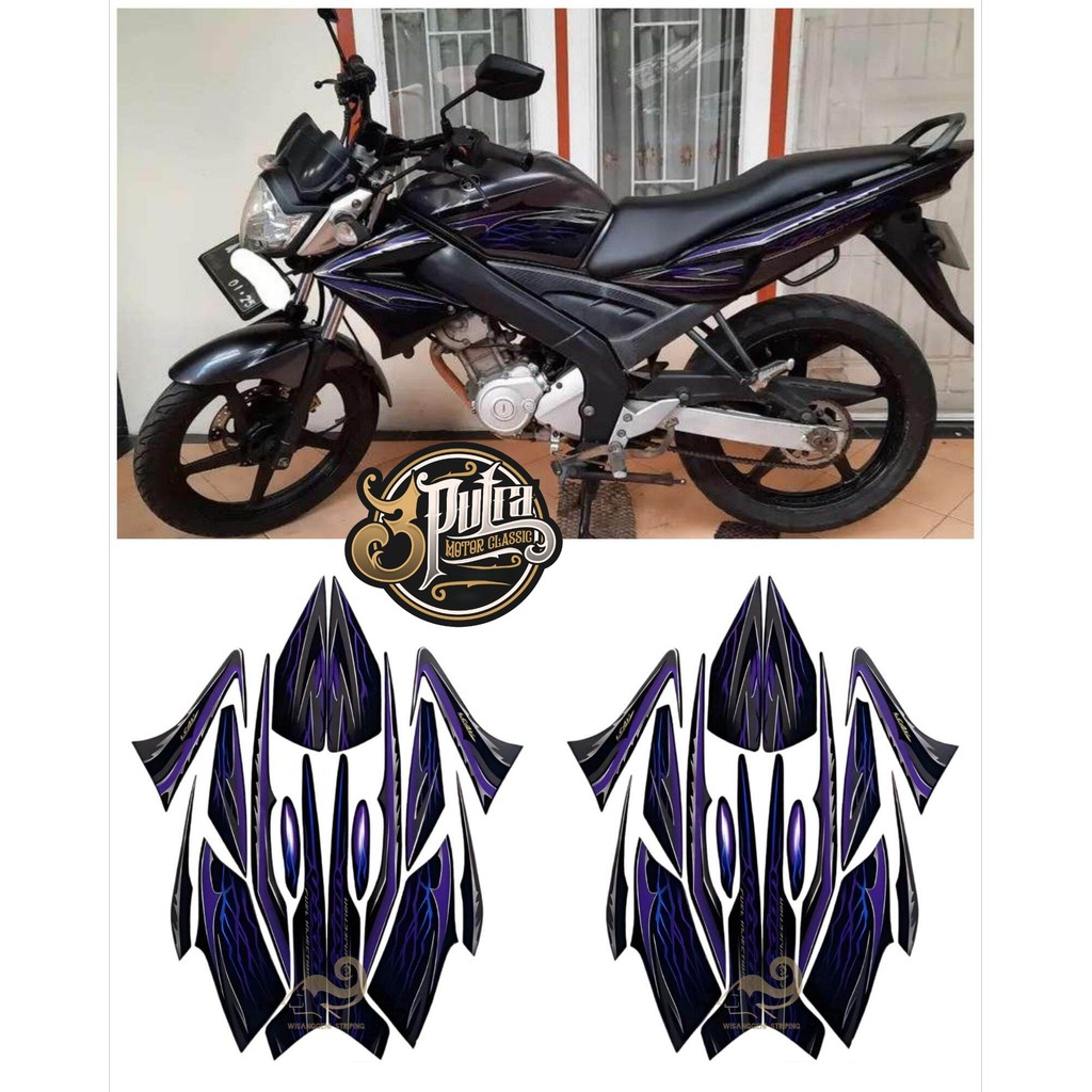 Stiker Striping Motor Yamaha Vixion Old 2010 Hitam Ungu Standar