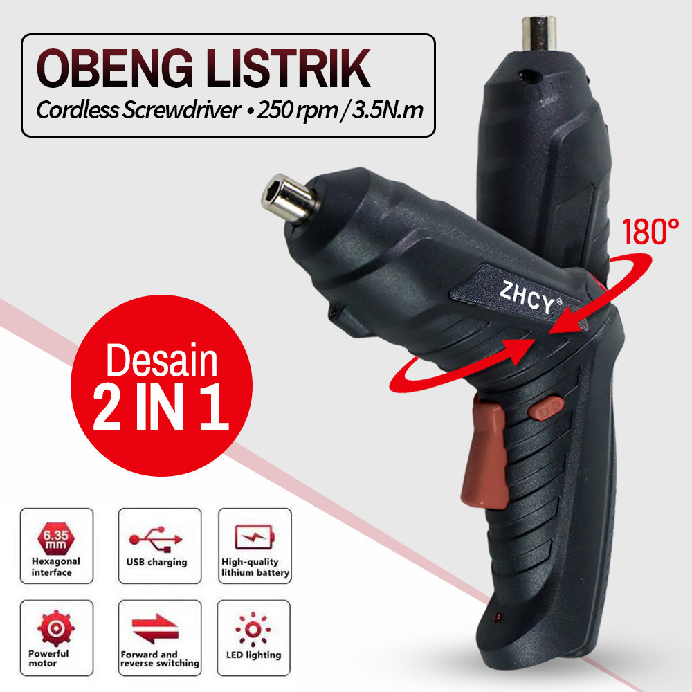 

- ZHCY Obeng Listrik Cordless Screwdriver 250RPM 1500mAh - Q029 -